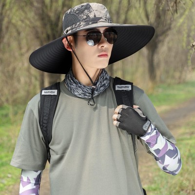 Unisex wide brim UV protection foldable summer sun hat for hiking fishing beach garden