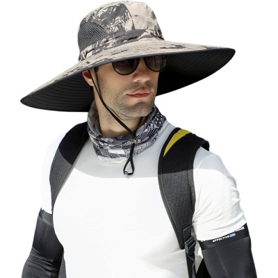 Unisex wide brim UV protection foldable summer sun hat for hiking fishing beach garden