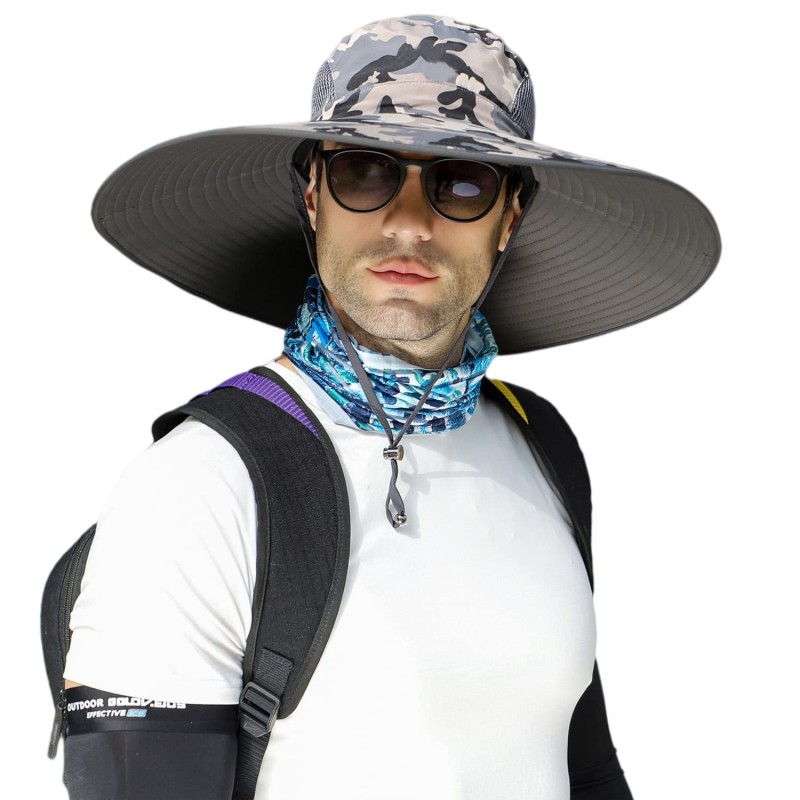 Unisex foldable wide brim UV protection sun hat suitable for fishing, hiking, beach and garden