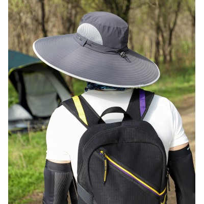 HUAMULAN dark gray unisex bucket hat with 6 inch wide brim for outdoor use