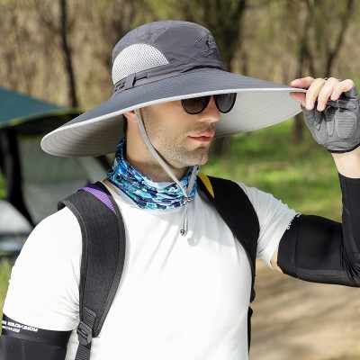 HUAMULAN dark gray unisex bucket hat with 6 inch wide brim for outdoor use