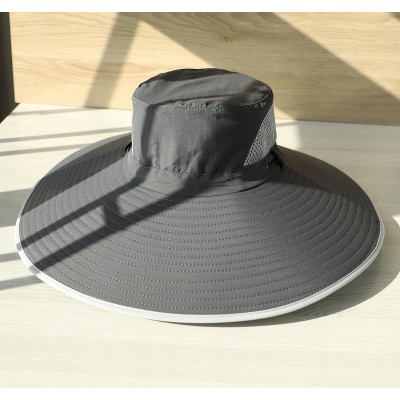 HUAMULAN dark gray unisex bucket hat with 6 inch wide brim for outdoor use