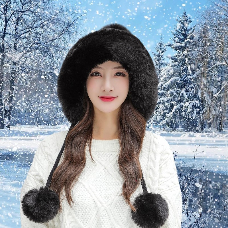 Women's Peruvian Ear Flap Beanie with 3 Pom Poms Fleece Lined Ski Hat
