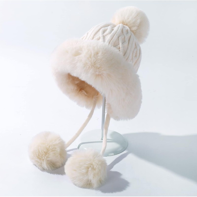 Women’s Peruvian Winter Beanie with Ear Flaps and Pom Poms