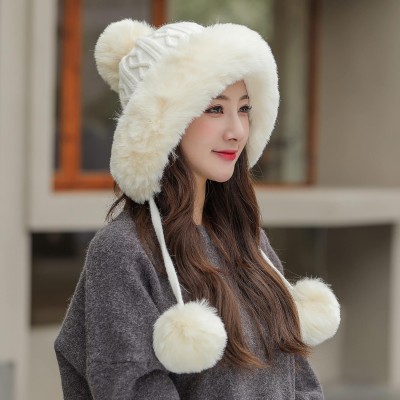 Women’s Peruvian Winter Beanie with Ear Flaps and Pom Poms
