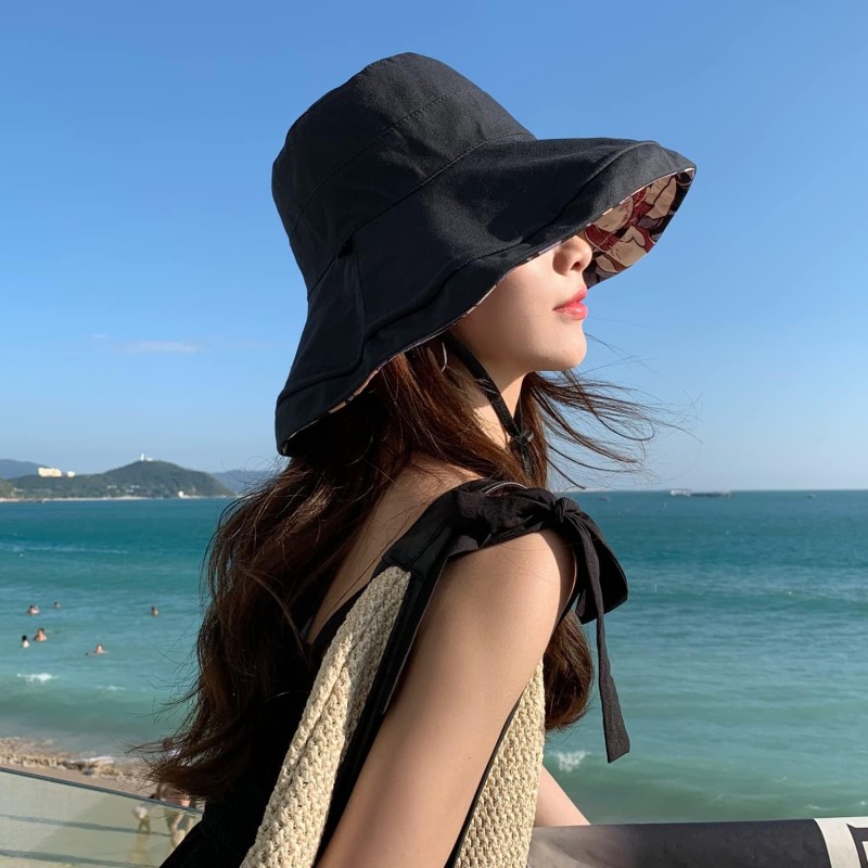 HUAMULAN Women's Summer Sun Hat for Beach & Travel HUAMULAN Women's Reversible Wide Brim UV Protection Foldable Beach Sun Hat