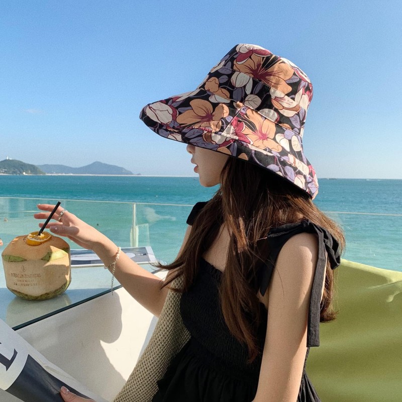 HUAMULAN Women's Summer Sun Hat for Beach & Travel HUAMULAN Women's Reversible Wide Brim UV Protection Foldable Beach Sun Hat