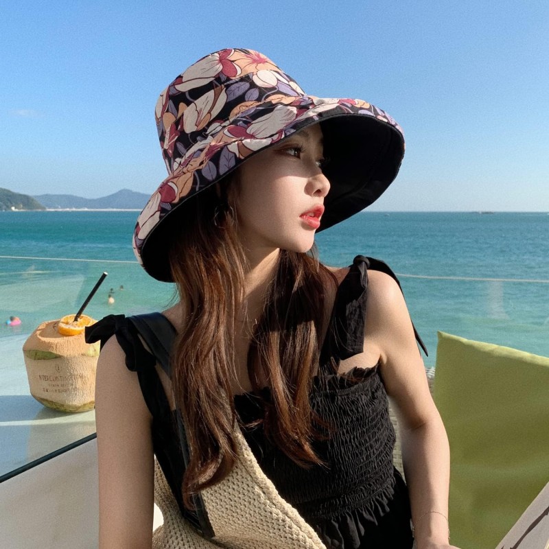 HUAMULAN Women's Summer Sun Hat for Beach & Travel HUAMULAN Women's Reversible Wide Brim UV Protection Foldable Beach Sun Hat