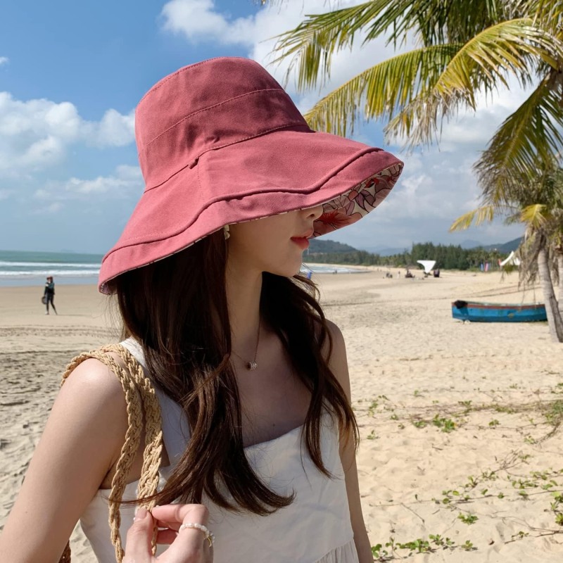 Women’s Floral Wide Brim UV Protection Sun Hat Women’s Summer Floral Wide Brim Reversible Foldable Sun Hat for Beach Travel