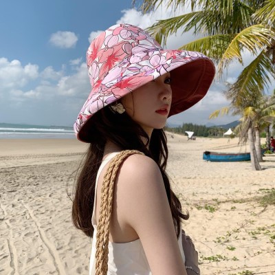 Women’s Floral Wide Brim UV Protection Sun Hat Women’s Summer Floral Wide Brim Reversible Foldable Sun Hat for Beach Travel