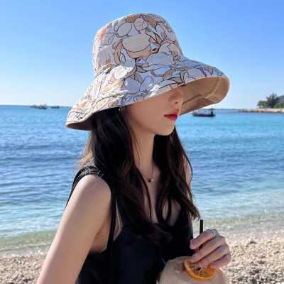 HUAMULAN Reversible Foldable Summer Sun Hat for Beach & Travel HUAMULAN Women's Wide Brim UV Protection Foldable Beach Travel Sun Hat