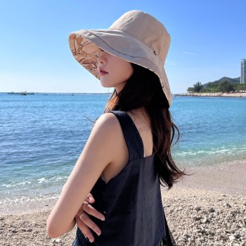 HUAMULAN Women's Summer Sun Hat Wide Brim Wired Edge Reversible Foldable UV Protection Beach Travel Hat One Size