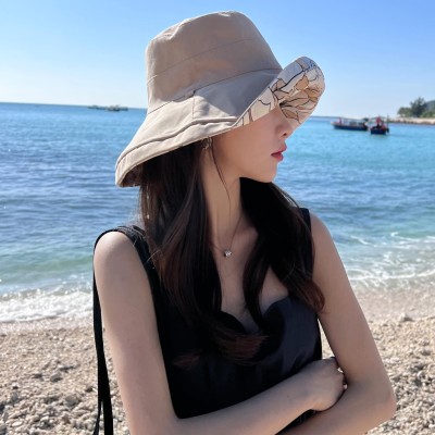 HUAMULAN Reversible Foldable Summer Sun Hat for Beach & Travel HUAMULAN Women's Wide Brim UV Protection Foldable Beach Travel Sun Hat