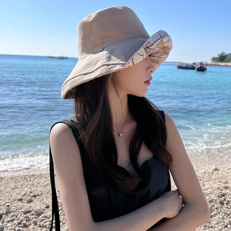 HUAMULAN Reversible Foldable Summer Sun Hat for Beach & Travel HUAMULAN Women's Wide Brim UV Protection Foldable Beach Travel Sun Hat