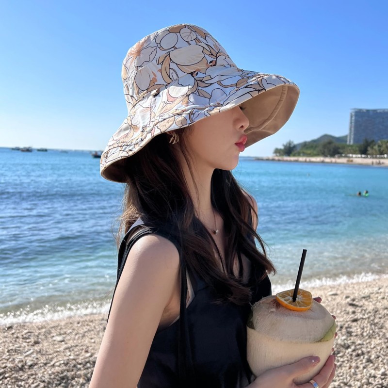 HUAMULAN Reversible Foldable Summer Sun Hat for Beach & Travel HUAMULAN Women's Wide Brim UV Protection Foldable Beach Travel Sun Hat