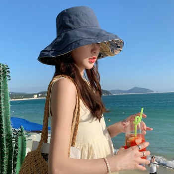 HUAMULAN Women's Navy Wide Brim Shapable Reversible Bucket Hat UV Protection Foldable Summer Beach Travel Sun Hat HUAMULAN Women's Navy Wide Brim Shapable Reversible Bucket Hat UV Protection Foldable Summer Beach Travel Sun Hat