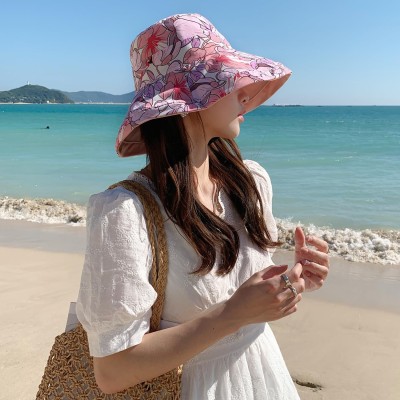Women's Floral Wide Brim Sun Hat Women's reversible floral wide brim sun hat with UV protection for beach and travel