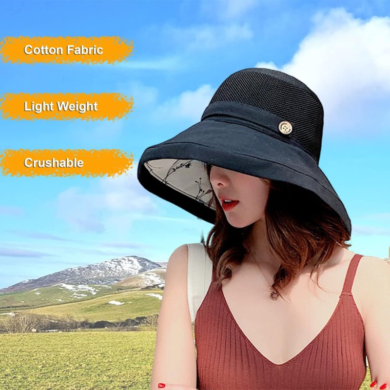 Women's wide brim sun hat with UV protection, mesh crown, wired brim, and chin strap for beach, hiking, and travel