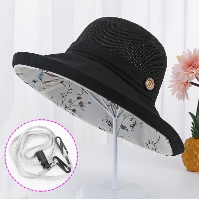 Women's wide brim sun hat with UV protection, mesh crown, wired brim, and chin strap for beach, hiking, and travel