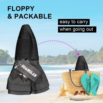 Women's wide brim sun hat with UV protection, mesh crown, wired brim, and chin strap for beach, hiking, and travel
