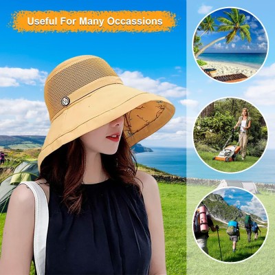 Women's Wide Brim Sun Hat UV Protection Adjustable Wired Edge Women's Wide Brim UV Protection Sun Hat with Chin Strap for Beach Hiking Fishing