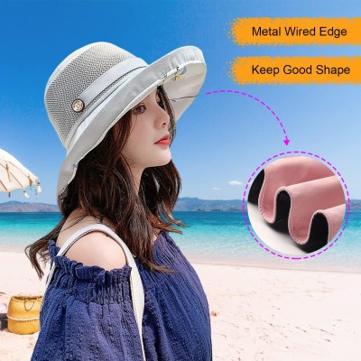 Women's wide brim UV sun hat with mesh crown for beach hiking travel
