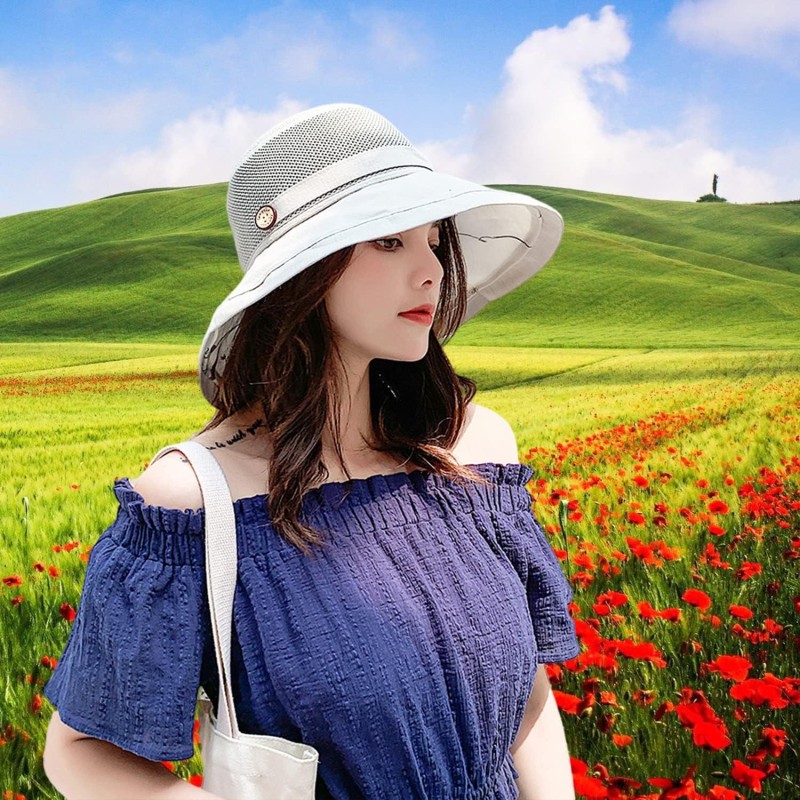 Women's wide brim UV sun hat with mesh crown for beach hiking travel