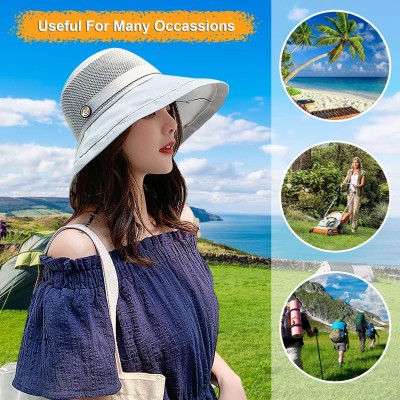 Women's wide brim UV sun hat with mesh crown for beach hiking travel