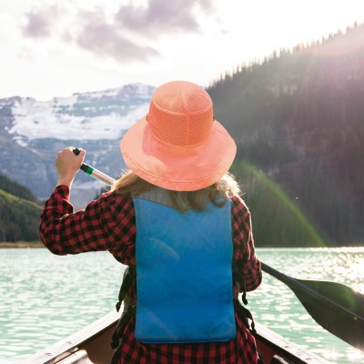 Women’s wide brim sun hat with mesh crown and UV protection