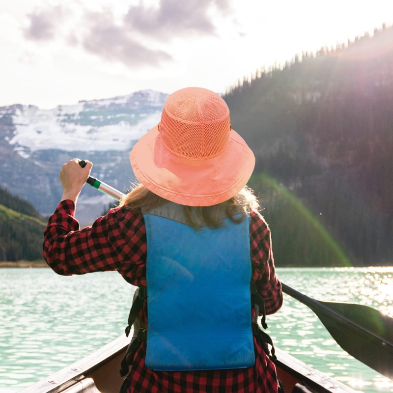 Women’s wide brim sun hat with mesh crown and UV protection