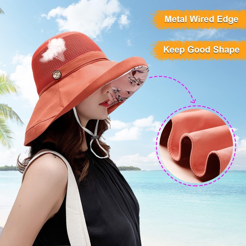 Women’s wide brim sun hat with mesh crown and UV protection