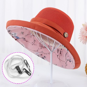 Women’s Wide Brim Sun Hat Mesh Crown UV Protection Adjustable Wired Edge Summer Beach Fishing Hiking Hat