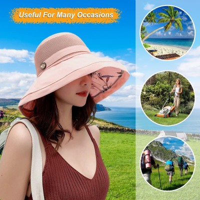 Women's wide brim sun hat with mesh crown, UV protection, adjustable wired brim for summer outdoor use