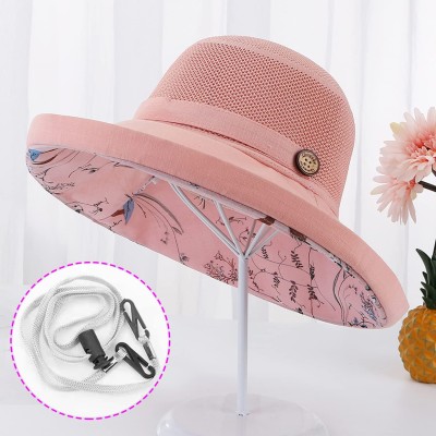 Women's wide brim sun hat with mesh crown, UV protection, adjustable wired brim for summer outdoor use