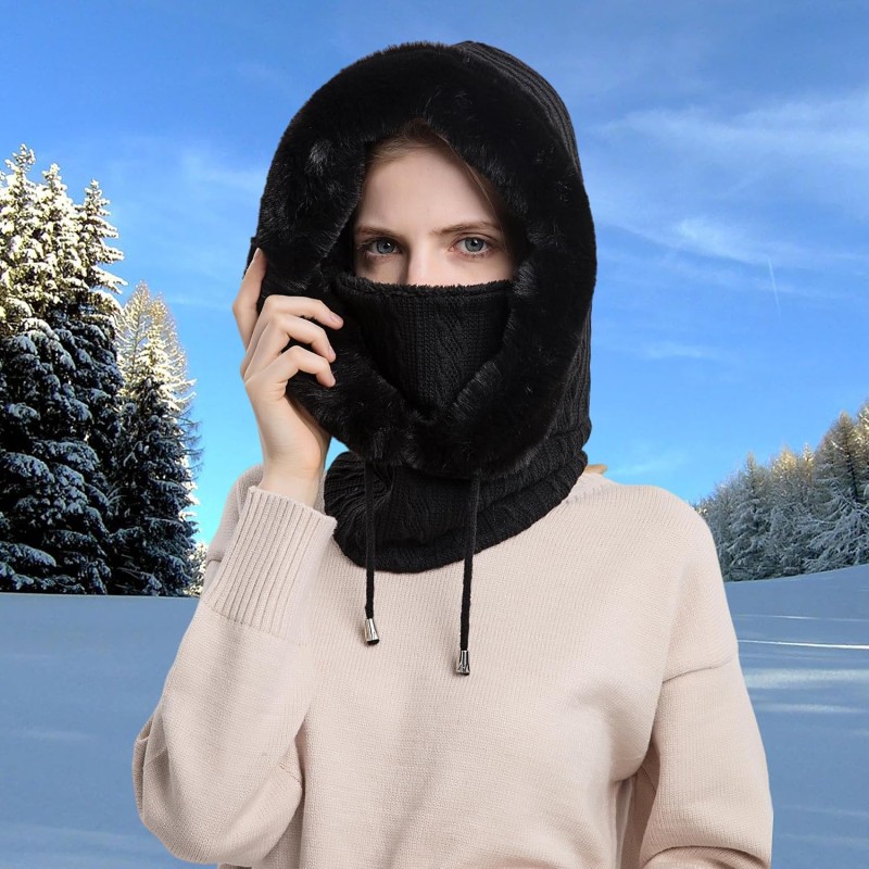 HUAMULAN Women's Winter 3-in-1 Fleece Balaclava Set HUAMULAN Women's 3-in-1 Fleece Balaclava Beanie Ski Mask Set