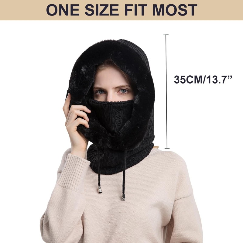 HUAMULAN Women's Winter 3-in-1 Fleece Balaclava Set HUAMULAN Women's 3-in-1 Fleece Balaclava Beanie Ski Mask Set
