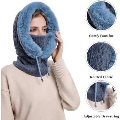 HUAMULAN Women Winter 3-in-1 Balaclava Beanie Ski Hat Blue HUAMULAN Women's Blue 3-in-1 Balaclava Beanie Ski Hat Set