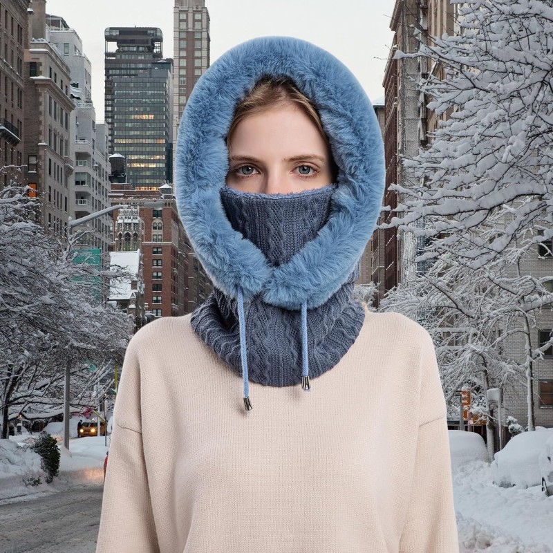 HUAMULAN Women Winter 3-in-1 Balaclava Beanie Ski Hat Blue HUAMULAN Women's Blue 3-in-1 Balaclava Beanie Ski Hat Set