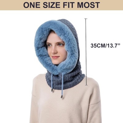 HUAMULAN Women Winter 3-in-1 Balaclava Beanie Ski Hat Blue HUAMULAN Women's Blue 3-in-1 Balaclava Beanie Ski Hat Set