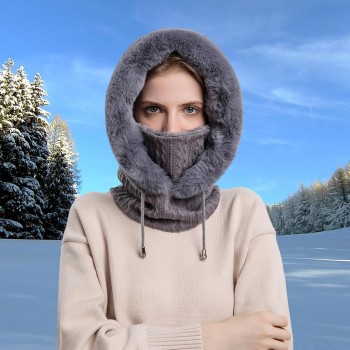 HUAMULAN Women's 3-in-1 Winter Balaclava Ski Mask Fleece Beanie Neck Scarf Set Grey One Size HUAMULAN Women's 3-in-1 Winter Balaclava Ski Mask Fleece Beanie Neck Scarf Set Grey One Size