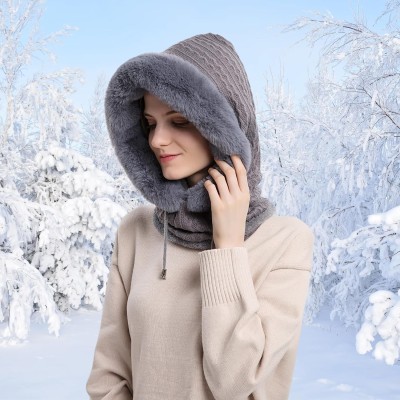 HUAMULAN Women's 3-in-1 Winter Balaclava Ski Mask Grey HUAMULAN Women's Grey 3-in-1 Winter Balaclava Ski Mask Fleece Beanie Neck Scarf