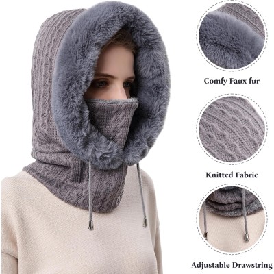 HUAMULAN Women's 3-in-1 Winter Balaclava Ski Mask Grey HUAMULAN Women's Grey 3-in-1 Winter Balaclava Ski Mask Fleece Beanie Neck Scarf