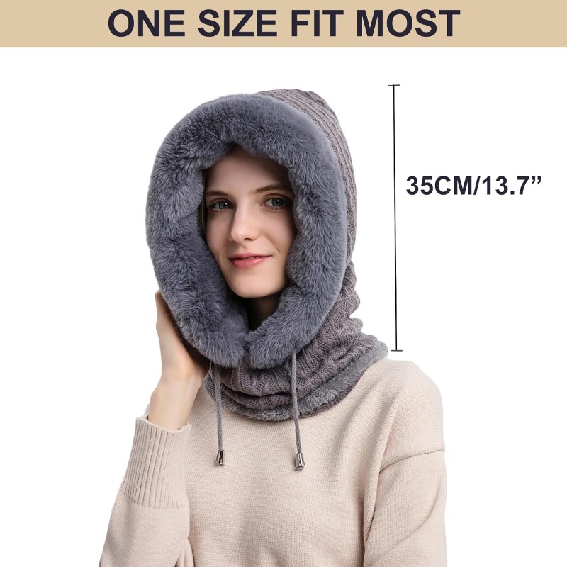 HUAMULAN Women's 3-in-1 Winter Balaclava Ski Mask Grey HUAMULAN Women's Grey 3-in-1 Winter Balaclava Ski Mask Fleece Beanie Neck Scarf