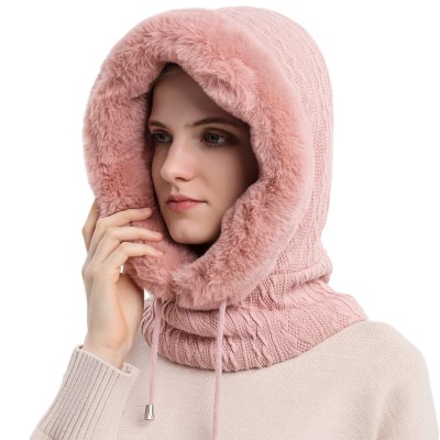HUAMULAN 3-in-1 Winter Balaclava Ski Mask Pink HUAMULAN Women's Pink 3-in-1 Winter Balaclava Fleece Beanie Ski Mask