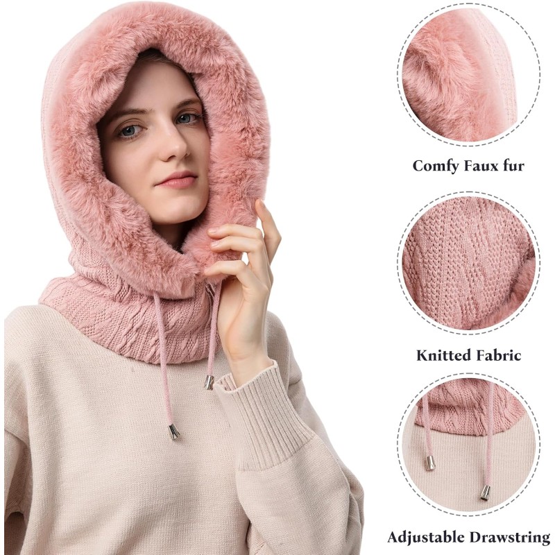 HUAMULAN 3-in-1 Winter Balaclava Ski Mask Pink HUAMULAN Women's Pink 3-in-1 Winter Balaclava Fleece Beanie Ski Mask