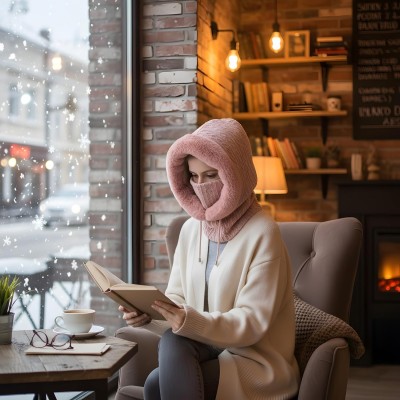 HUAMULAN 3-in-1 Winter Balaclava Ski Mask Pink HUAMULAN Women's Pink 3-in-1 Winter Balaclava Fleece Beanie Ski Mask