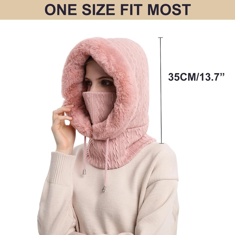 HUAMULAN 3-in-1 Winter Balaclava Ski Mask Pink HUAMULAN Women's Pink 3-in-1 Winter Balaclava Fleece Beanie Ski Mask