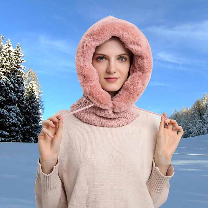 HUAMULAN 3-in-1 Winter Balaclava Ski Mask Pink HUAMULAN Women's Pink 3-in-1 Winter Balaclava Fleece Beanie Ski Mask
