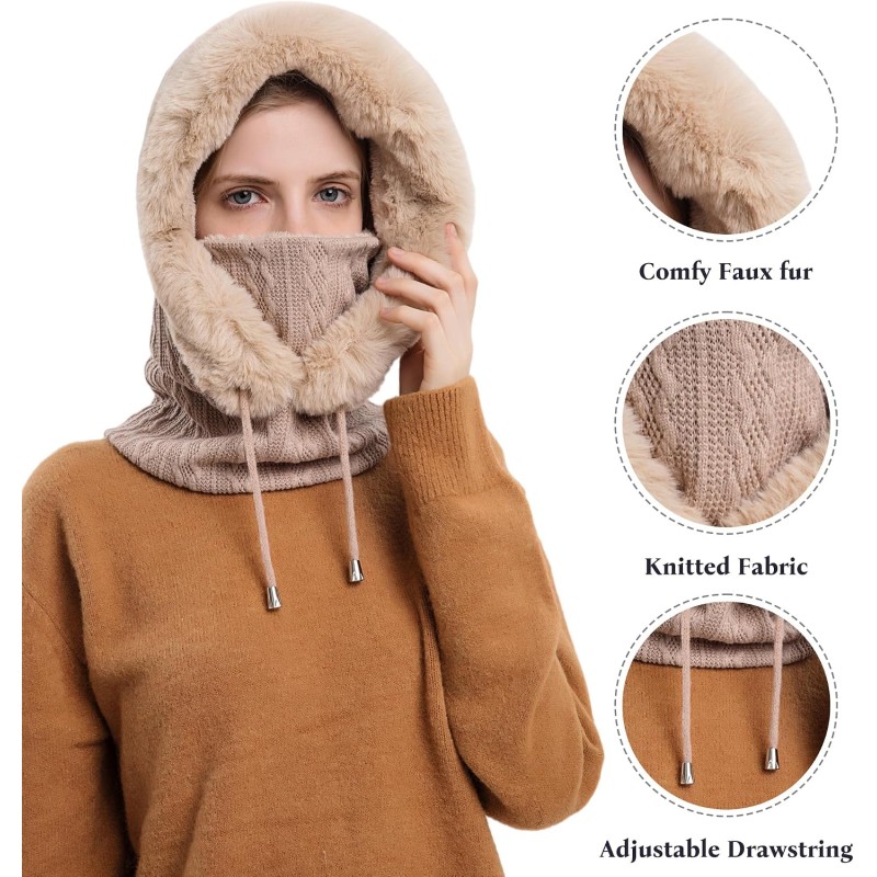 HUAMULAN Women's 3-in-1 Winter Balaclava Khaki HUAMULAN Women's 3-in-1 Winter Balaclava Khaki Ski Snow Fleece Set