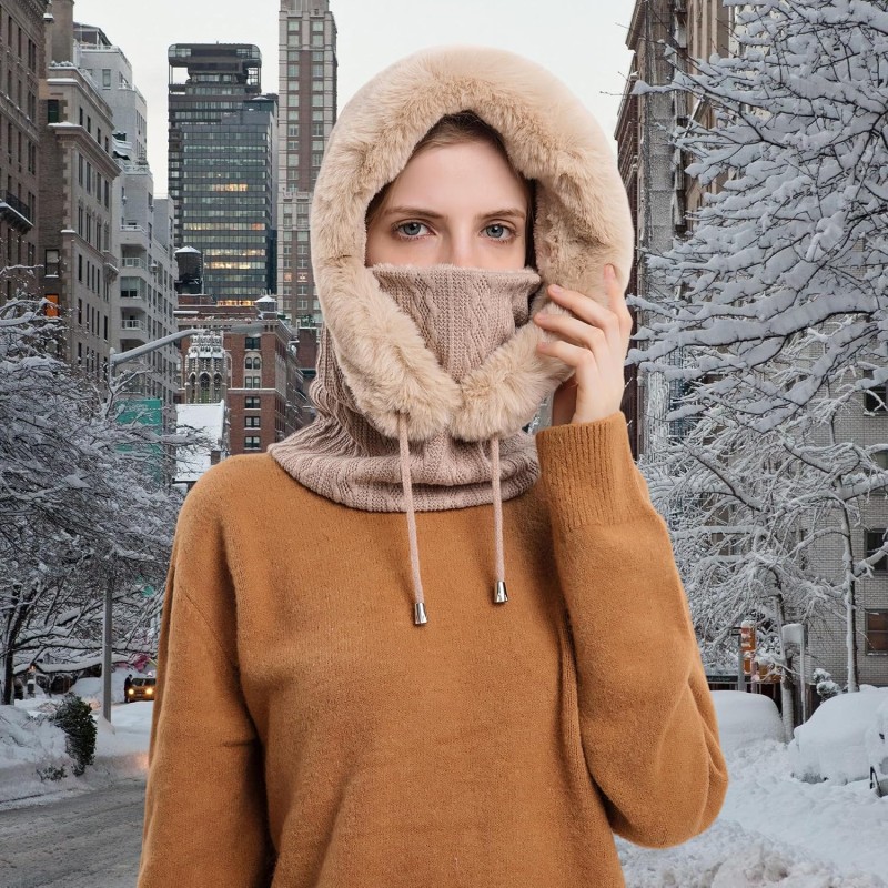 HUAMULAN Women's 3-in-1 Winter Balaclava Khaki HUAMULAN Women's 3-in-1 Winter Balaclava Khaki Ski Snow Fleece Set
